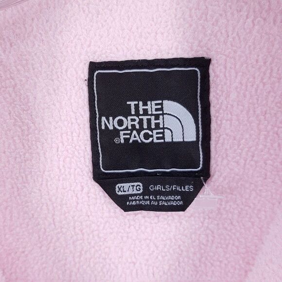 THE NORTH FACE Jacket Girls XL Pink Gray Zip Up Denali Fleece Polartec - Picture 3 of 11